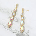 Marquise Stone Link Drop Evening Earrings