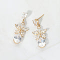 CZ Floral Teardrop Link Drop Evening Earrings
