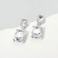 Rectangular Glass Stone Cluster Dangle Evening Earrings