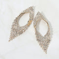 Abstract Rhinestone Fringe Glam Statement Earrings