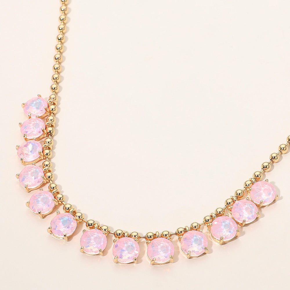 Cushion Teardrop Round Stone Link Evening Necklace