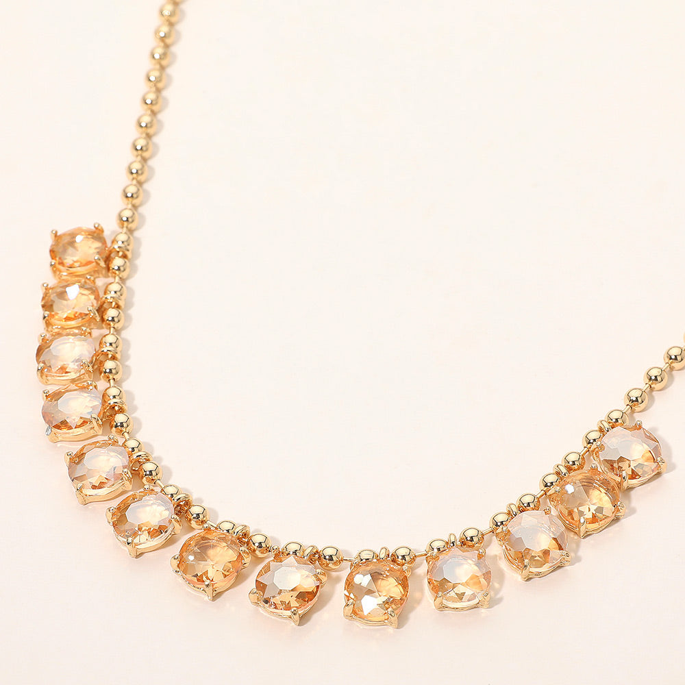 Cushion Teardrop Round Stone Link Evening Necklace