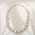 Square Faceted Stone Bezel Link Evening Necklace
