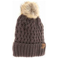 Solid Lattice Stitch Fur Pom C.C Beanie