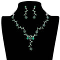 Flower Leaf Cluster Vine Rhinestone Necklace