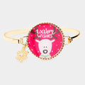 Rudolph Print Snowflake Charm Hook Bracelet