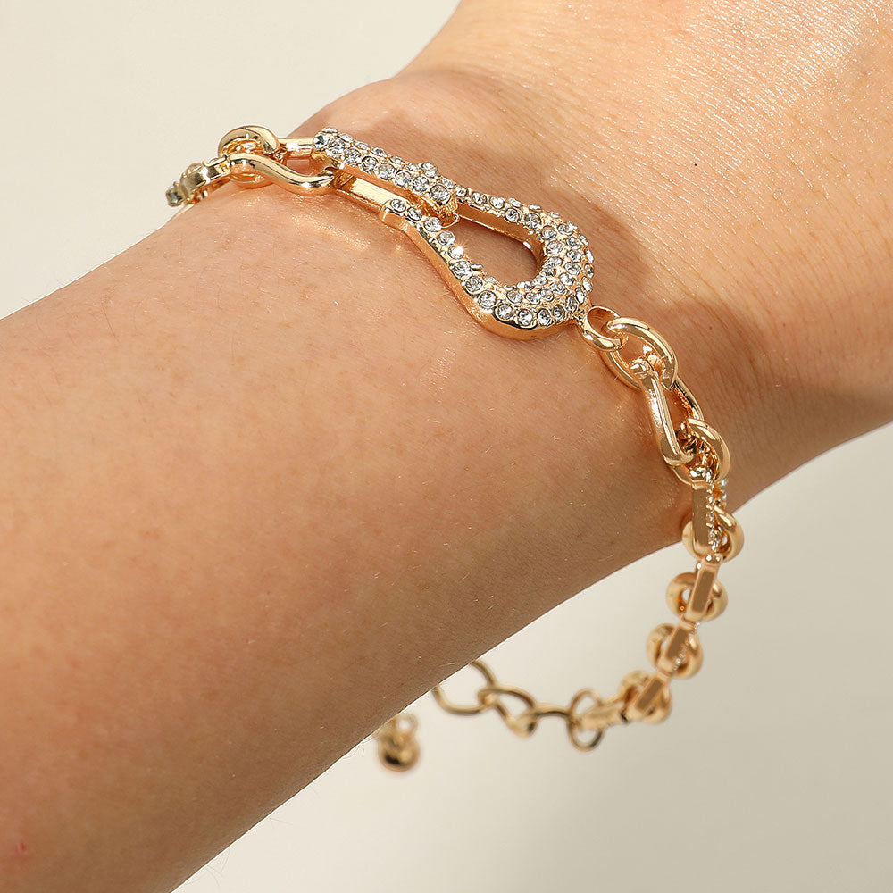 Stone Paved Hook Accent Industrial Chain Bracelet
