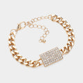 Rhinestone Embellished Rectangle Accented Bracelet