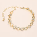 Gold Dipped Rhinestone Pave Geometric Circle Link Bracelet