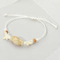 Women's Ceramic Conch Shell Starfish Beaded Adjustable Cinch Pull Tie Bracelet