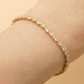 18K Gold Dipped Marquise Round Crystal Tennis Bracelet