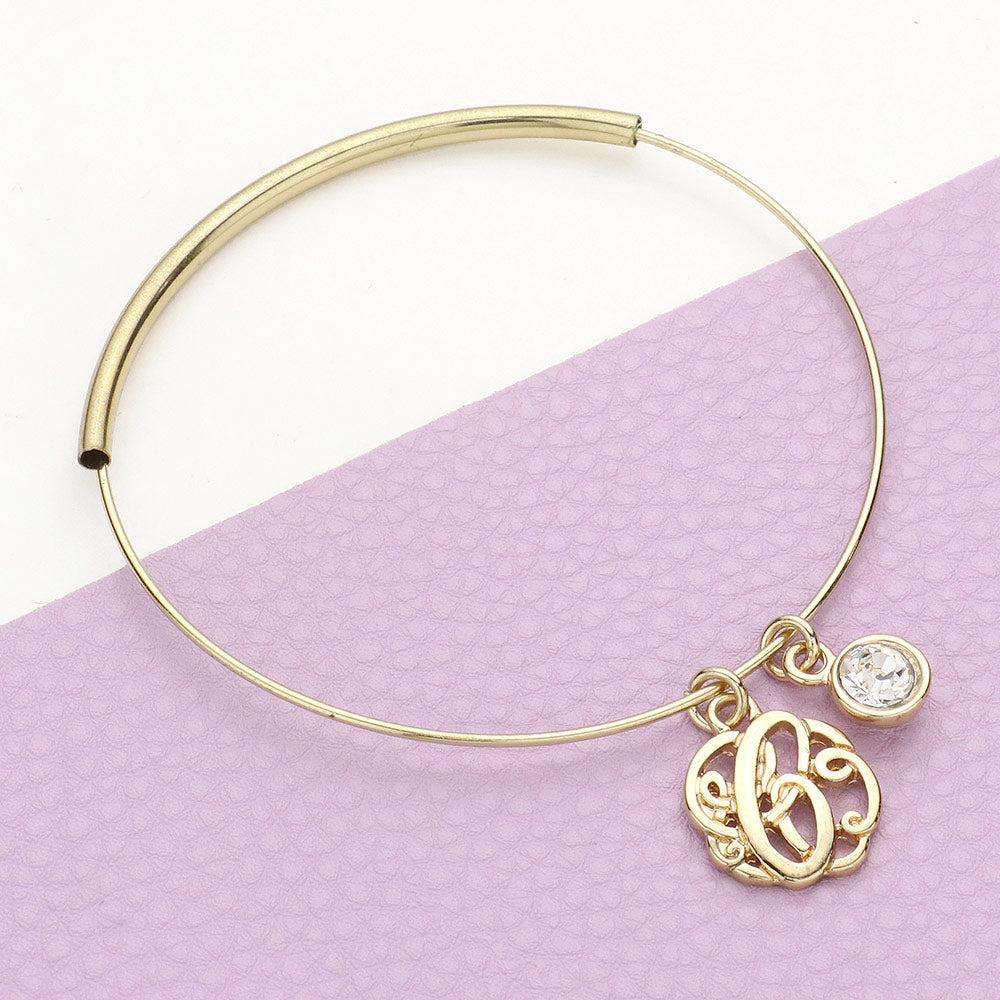 -C- Initial Monogram Bangle Bracelet