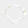 Multi Layered Faceted Beaded Tassel Cinch Pull Tie Bracelet