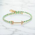 Stone Paved Arrow Pointed Cupid Charm Beaded Adjustable Bracelet
