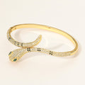 Stone Paved Snake Hinged Bangle Bracelet