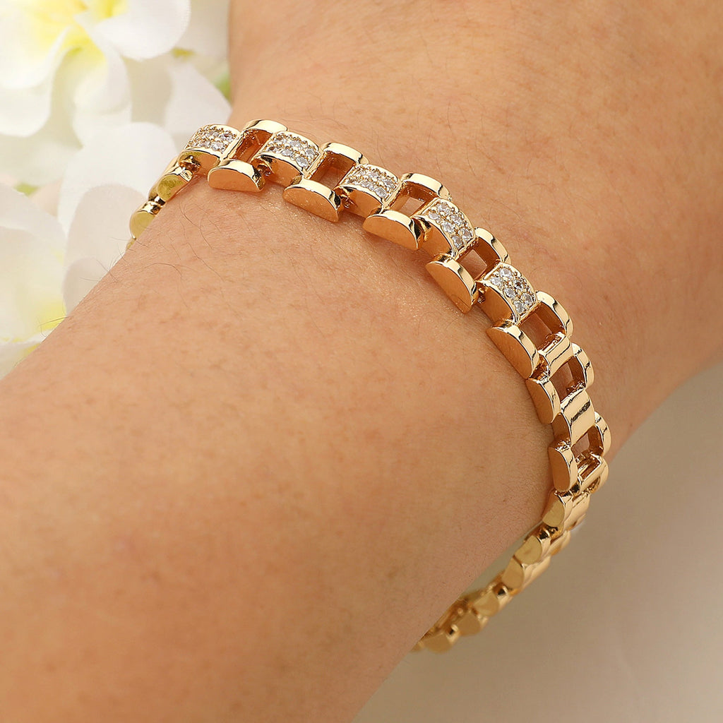 CZ Stone Paved Classic Link Bracelet