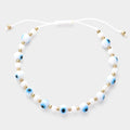 Evil Eye Beaded Adjustable Cinch Pull Tie Bracelet