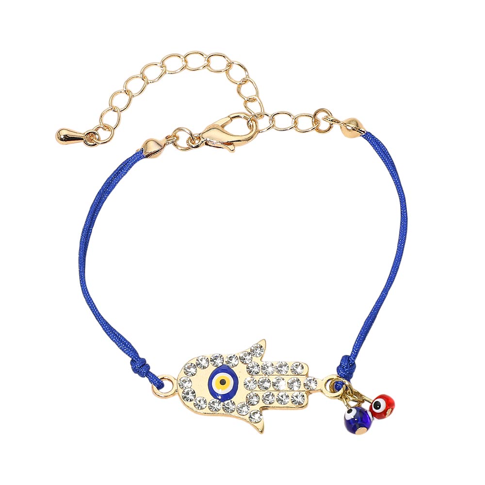 Hamsa Evil Eye Charm Accent Bracelet