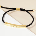 Gold Dipped BRIDE Message Bar Pointed Rope Adjustable Cinch Pull Tie Bracelet