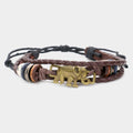 Metal Elephant Multi-Tier Faux Leather Adjustable Cinch Pull Tie Bracelet