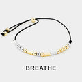BREATHE Message Morse Code Adjustable Cinch Pull Tie Bracelet