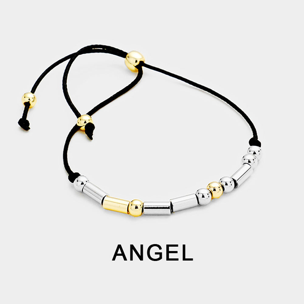 ANGEL Message Morse Code Adjustable Cinch Pull Tie Bracelet