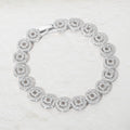Rhodium Plated Round Halo CZ Link Tennis Bracelet