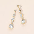 Geometric Linear Stone Cluster Link Drop Earrings