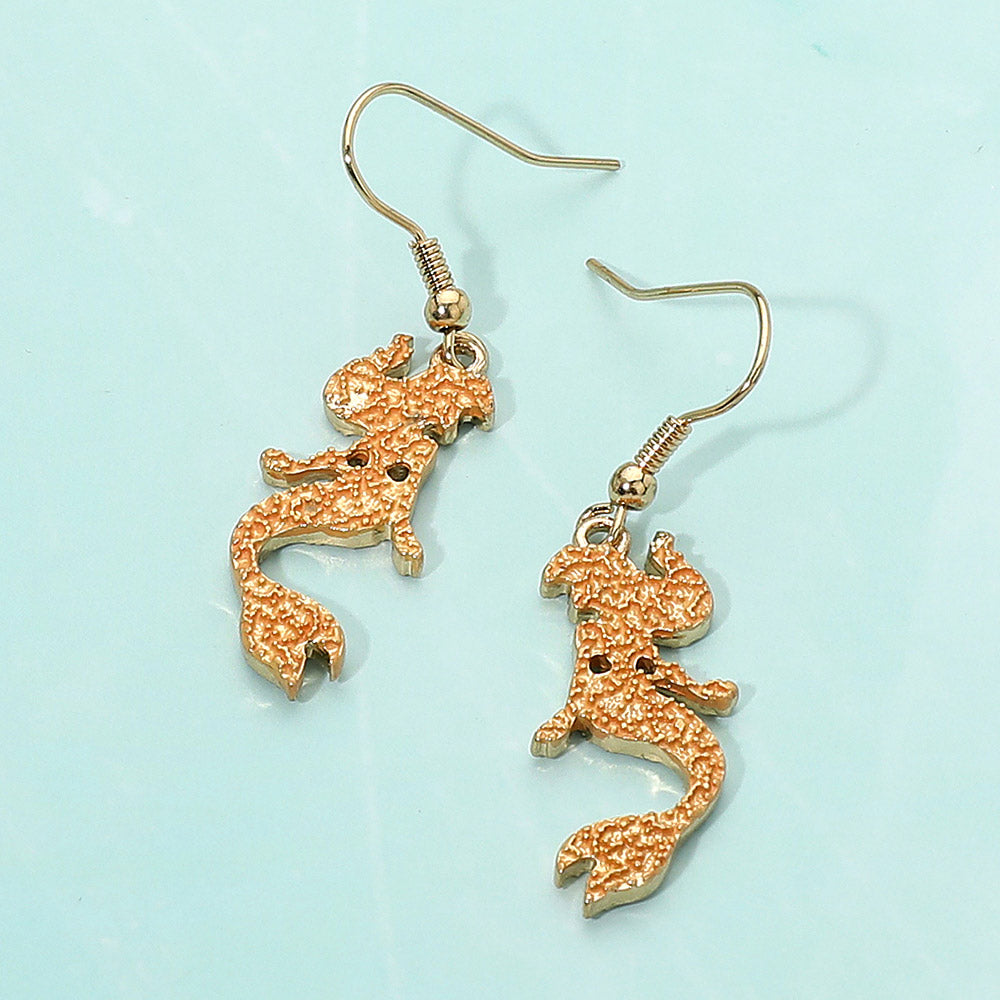 Colored Metal Mermaid Dangle Earrings