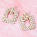 Bold Pearl Square Door Knocker Earrings