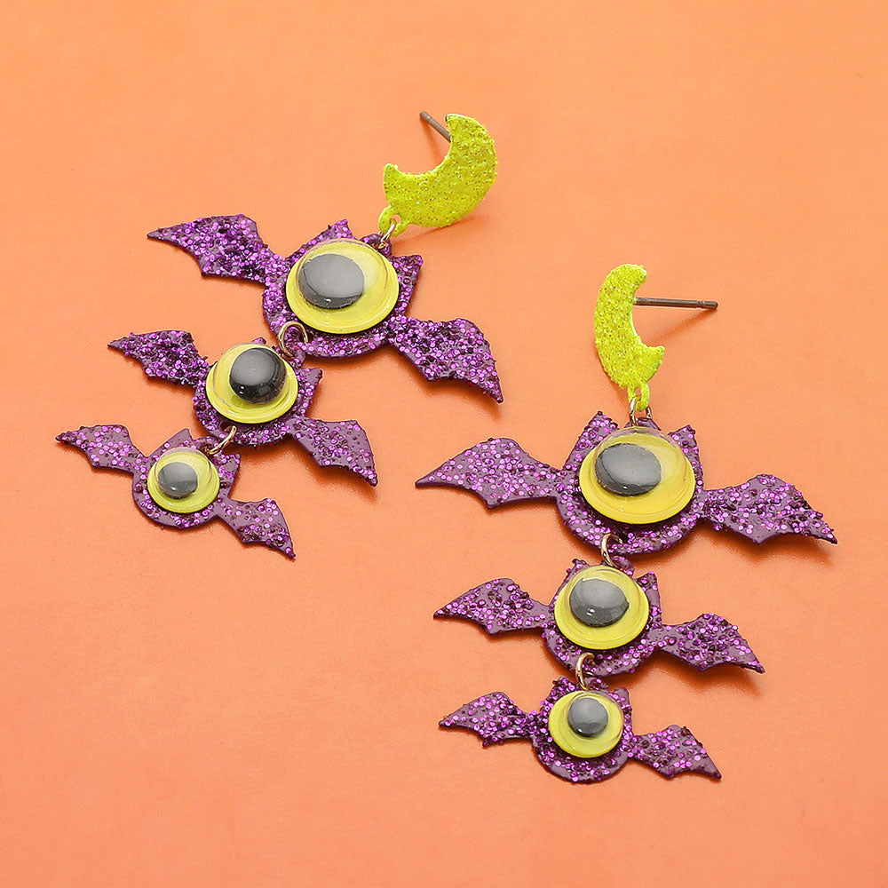 Halloween Bat Link Drop Dangle Earrings