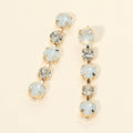 Gold Dipped Round Stone Cluster Link Drop Earrings
