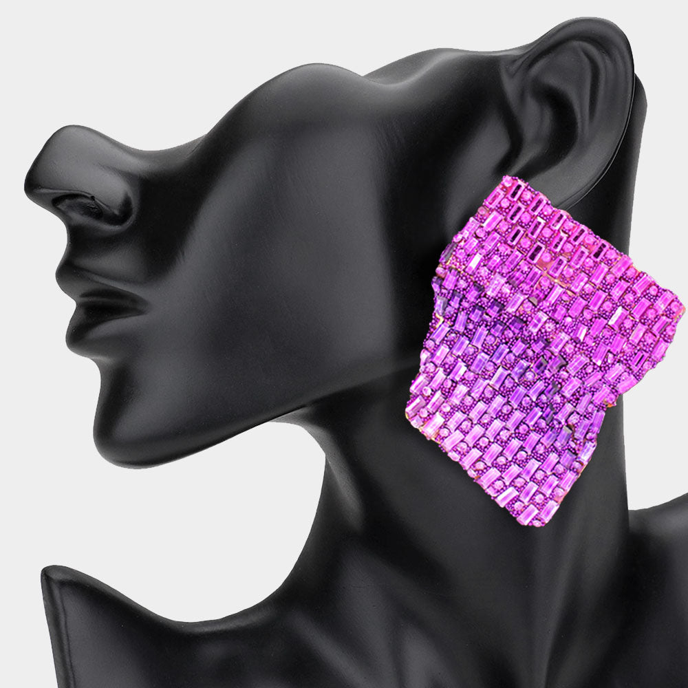 Bold Bling Studded Abstract Plate Earrings