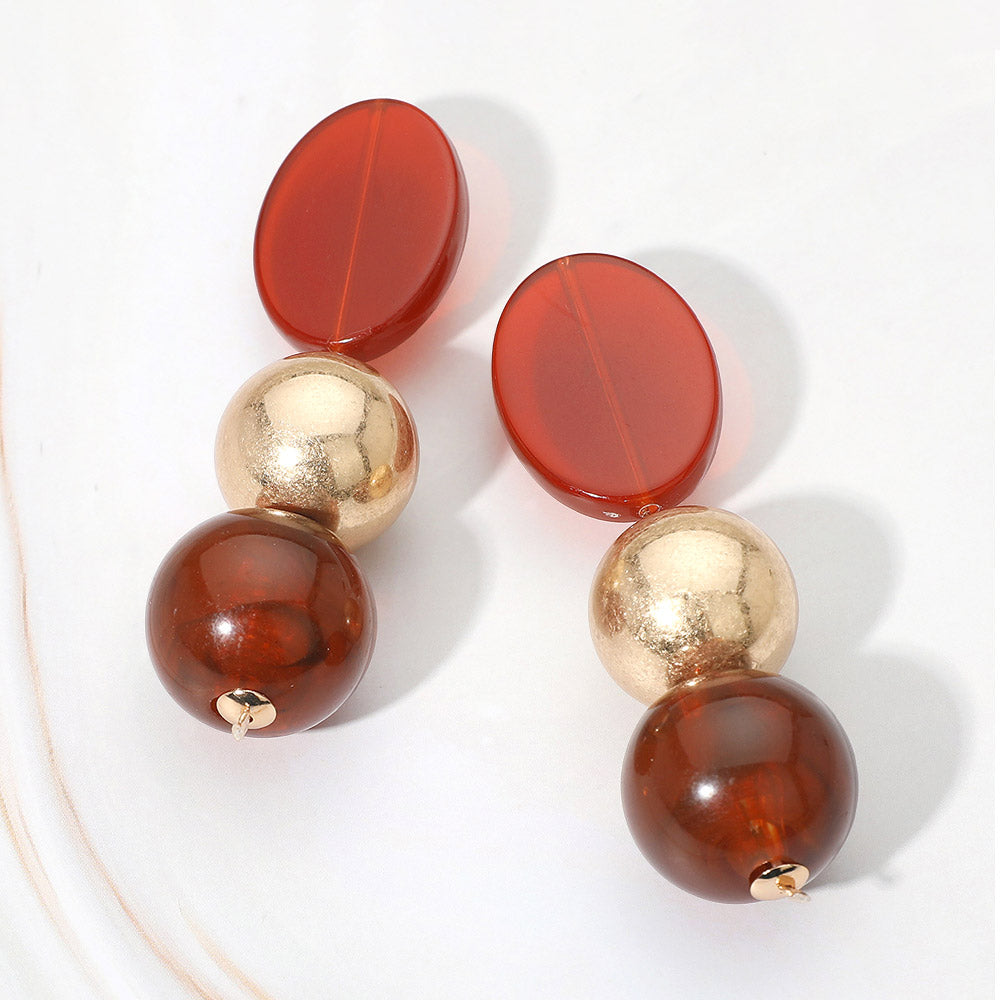Bold Resin Metal Bead Drop Earrings