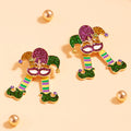 Glittered Enamel Mardi Gras Jester Earrings