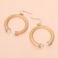 Pearl Tip Twisted Hoop Drop Dangle Earrings