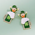 Rhinestone Rim Leprechaun Beer Mug Earrings