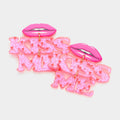 Resin Lips Glittered KISS ME Message Link Dangle Earrings