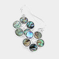Abalone Accented Metal Flower Dangle Earring