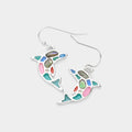 Abalone Pointed Enamel Dolphin Dangle Earrings