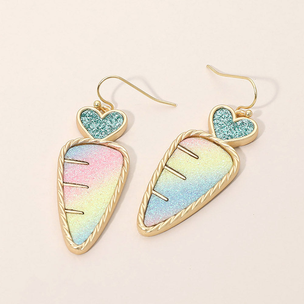 Glitter Carrot Charm Dangle Earrings