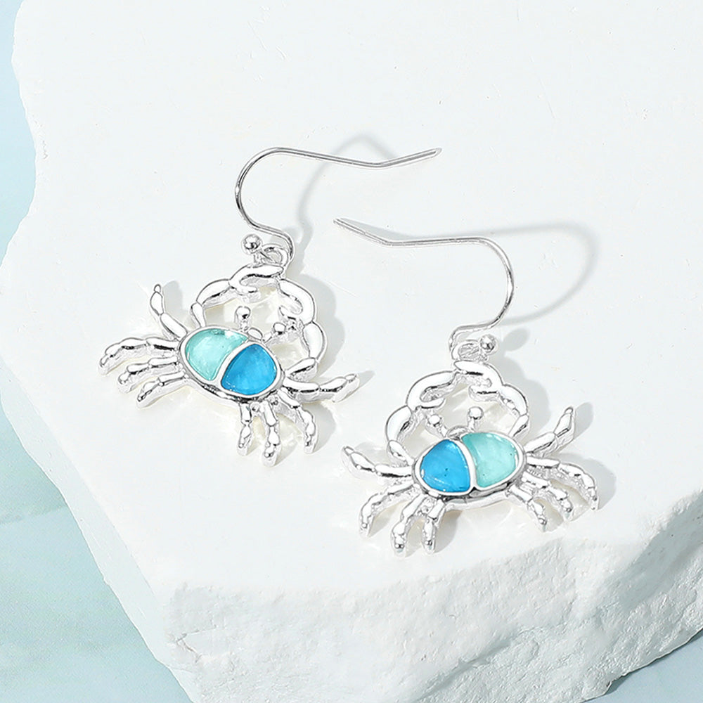 Sea Glass Crab Dangle Earrings