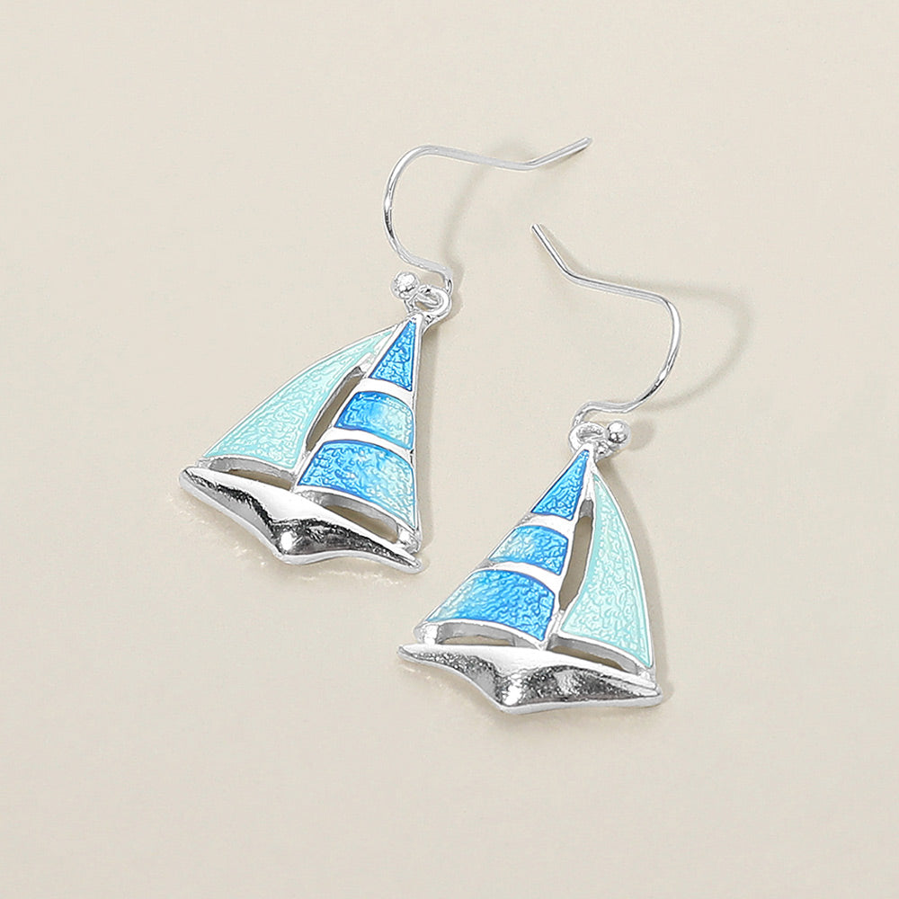 Sailboat Charm Drop Dangle Earrings