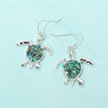 Crushed Pebble Sea Turtle Dangle Earrings