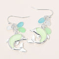 Sea Glass Dolphin Drop Dangle Earrings