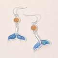 Round Whale Tale Charm Link Drop Dangle Earrings