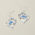 Dolphin Accent Heart Charm Drop Earrings
