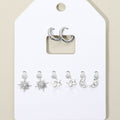 Stone Embellished North Star Crescent Moon Interchangeable Earring Set