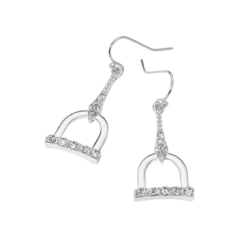 Rhinestone Paved Open Geometric Drop Dangle Earrings