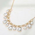 Cushion Teardrop Cluster Drop Station Necklace